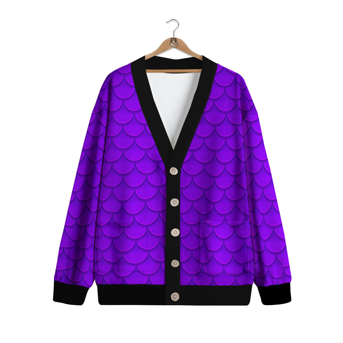 Mermaid Scales Purple Print Pattern Cardigan-grizzshop