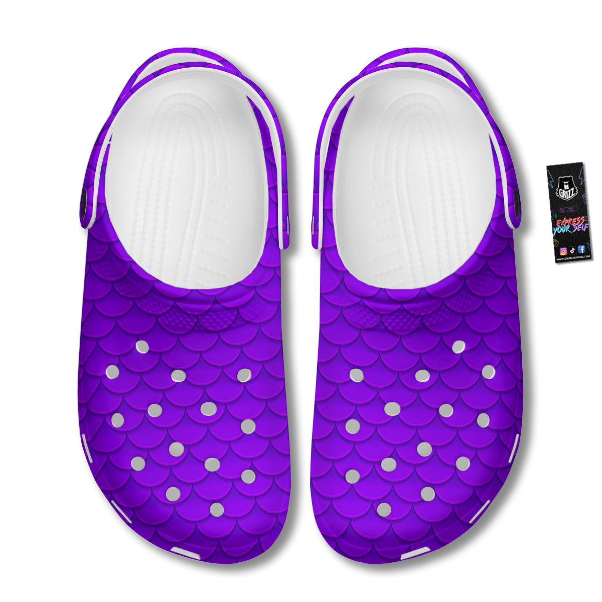 Mermaid Scales Purple Print Pattern Clog-grizzshop