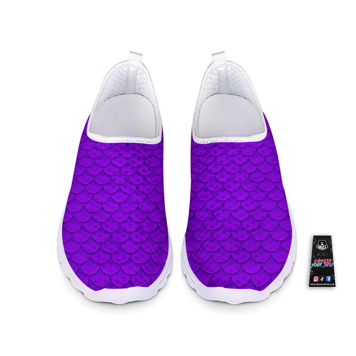 Mermaid Scales Purple Print Pattern Nurse Shoes-grizzshop