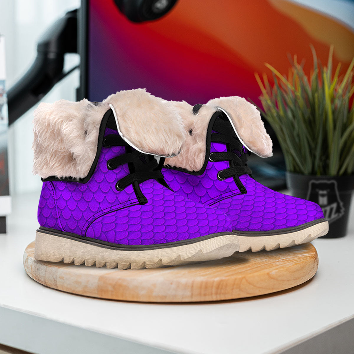 Mermaid Scales Purple Print Pattern Snow Boots-grizzshop