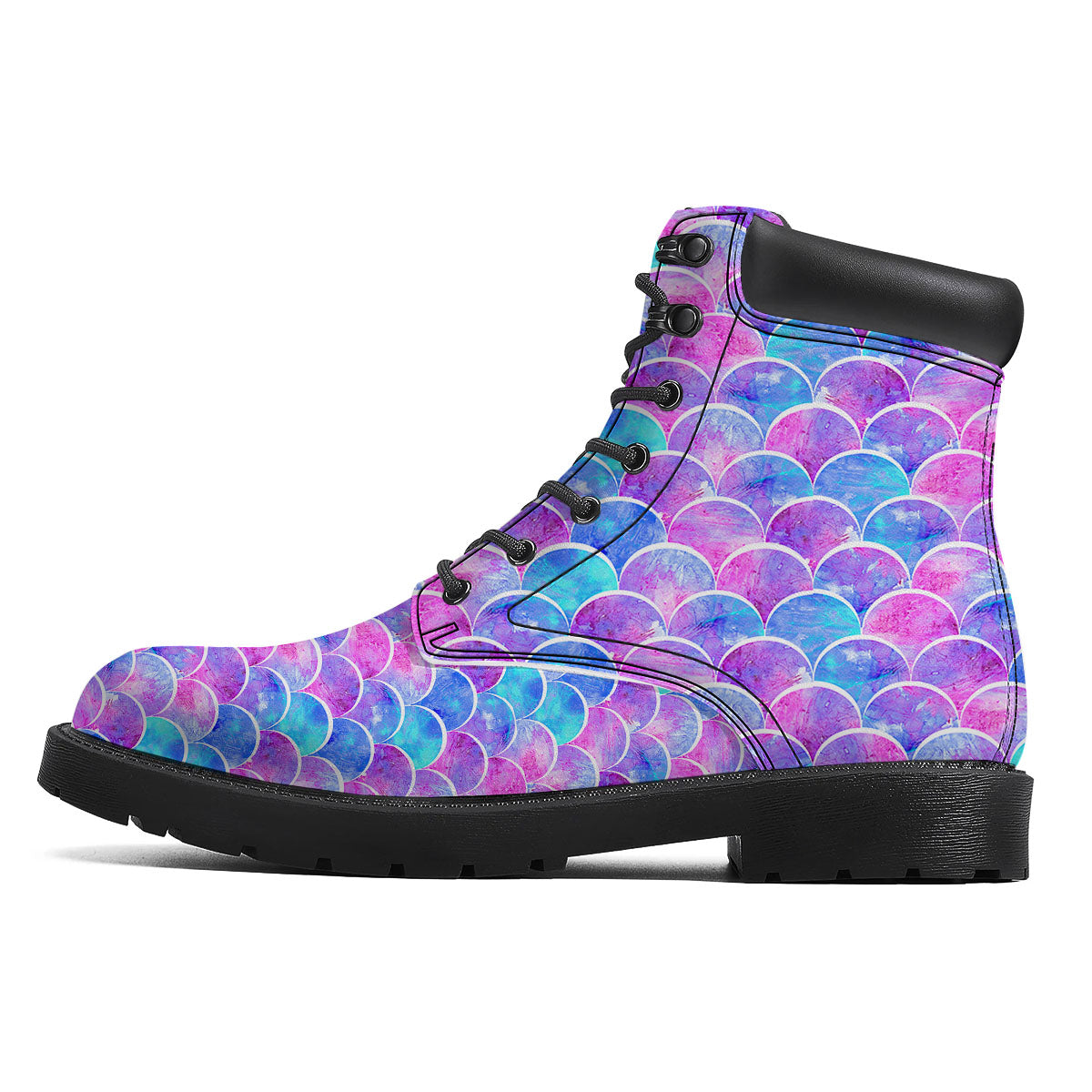 Mermaid Scales Sea Blue Print Pattern Boots-grizzshop