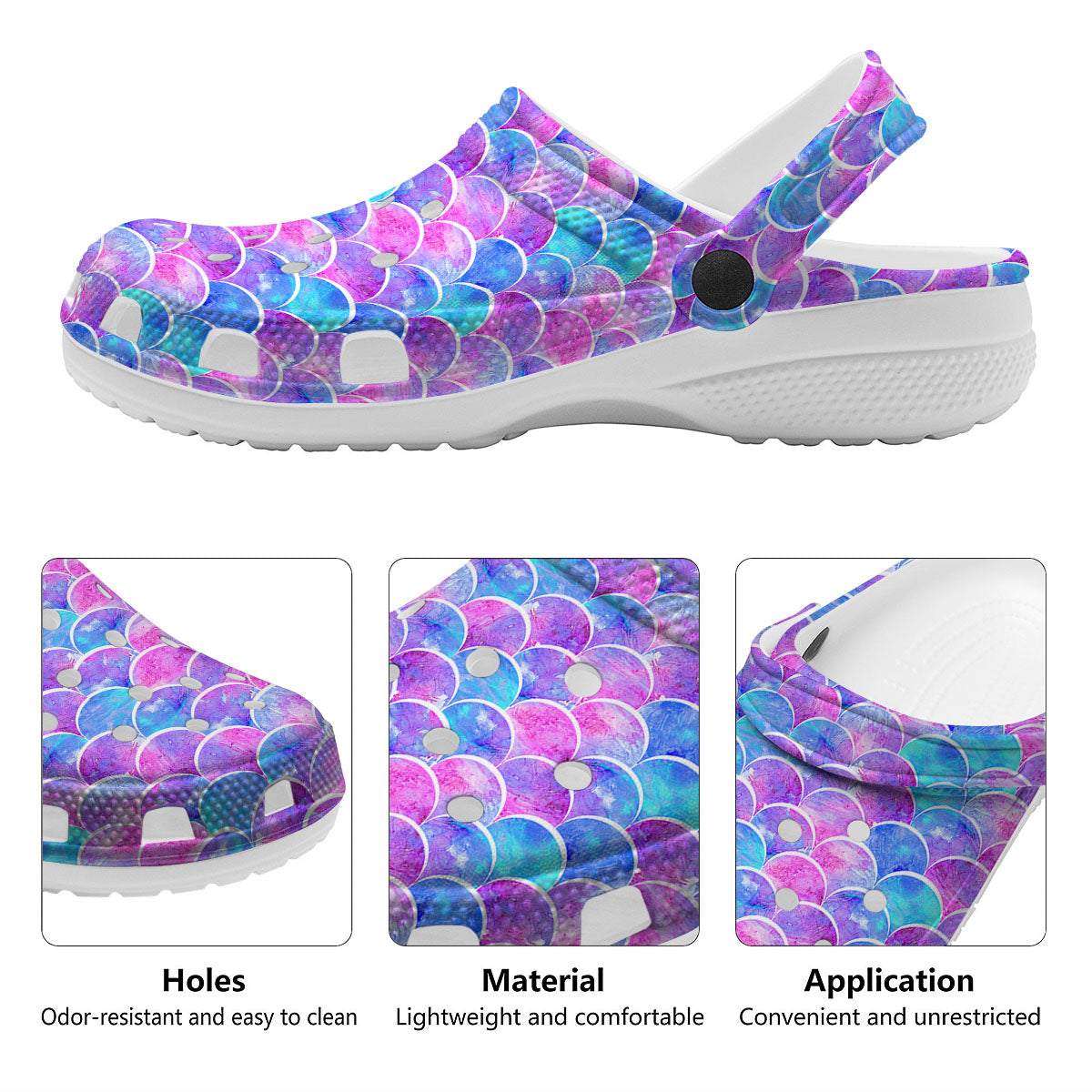 Mermaid Scales Sea Blue Print Pattern Clog-grizzshop