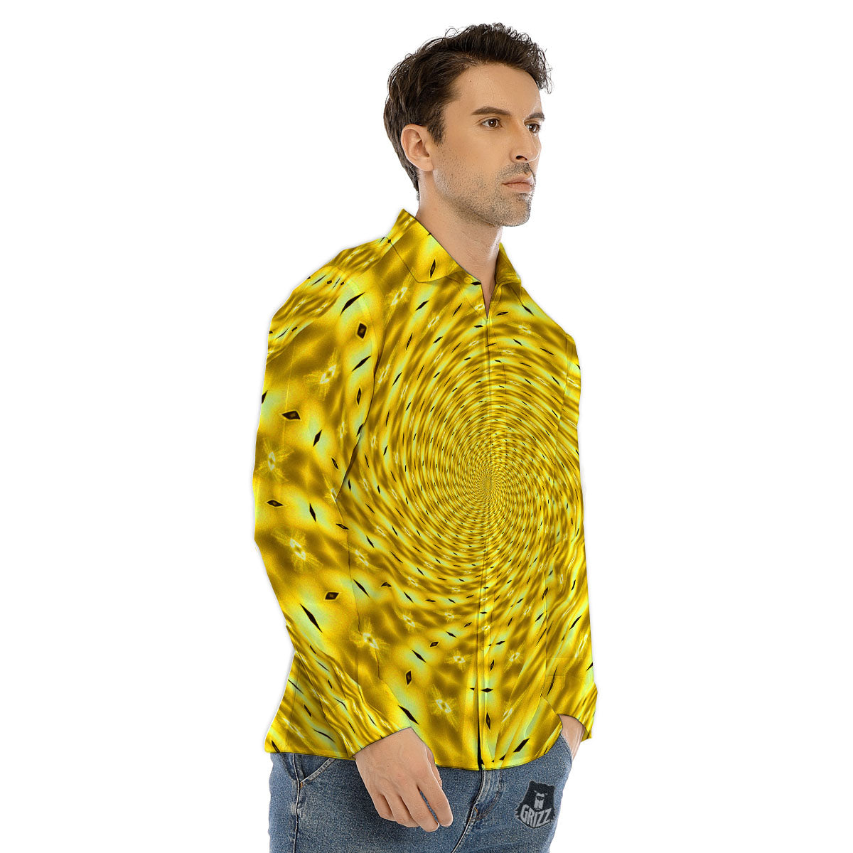 Mermaid Scales Sea Blue Print Pattern Men's Dress Shirts-grizzshop