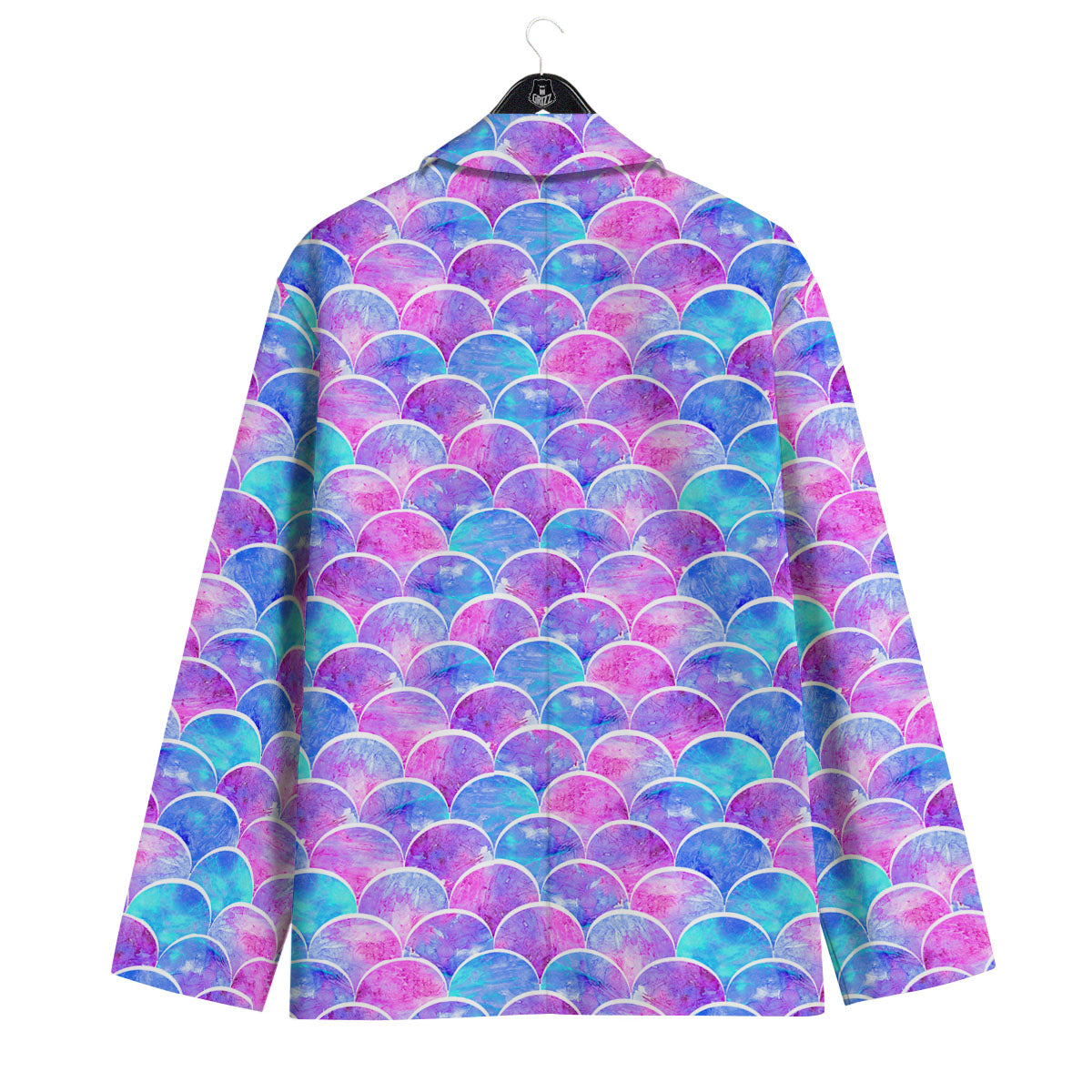 Mermaid Scales Sea Blue Print Pattern Men's Sport Coat-grizzshop