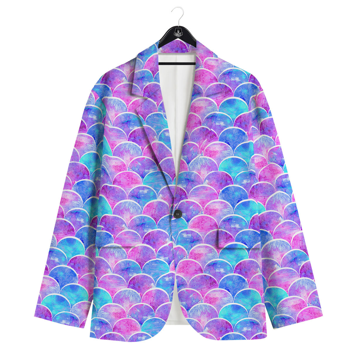 Mermaid Scales Sea Blue Print Pattern Men's Sport Coat-grizzshop
