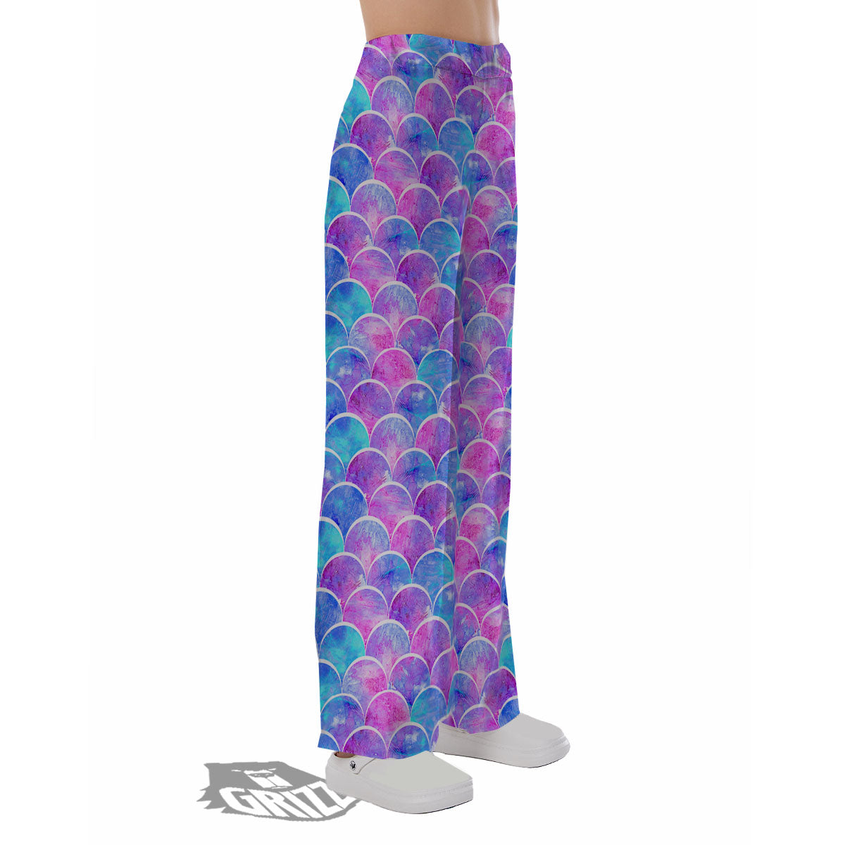 Mermaid Scales Sea Blue Print Pattern Pajama Pants-grizzshop