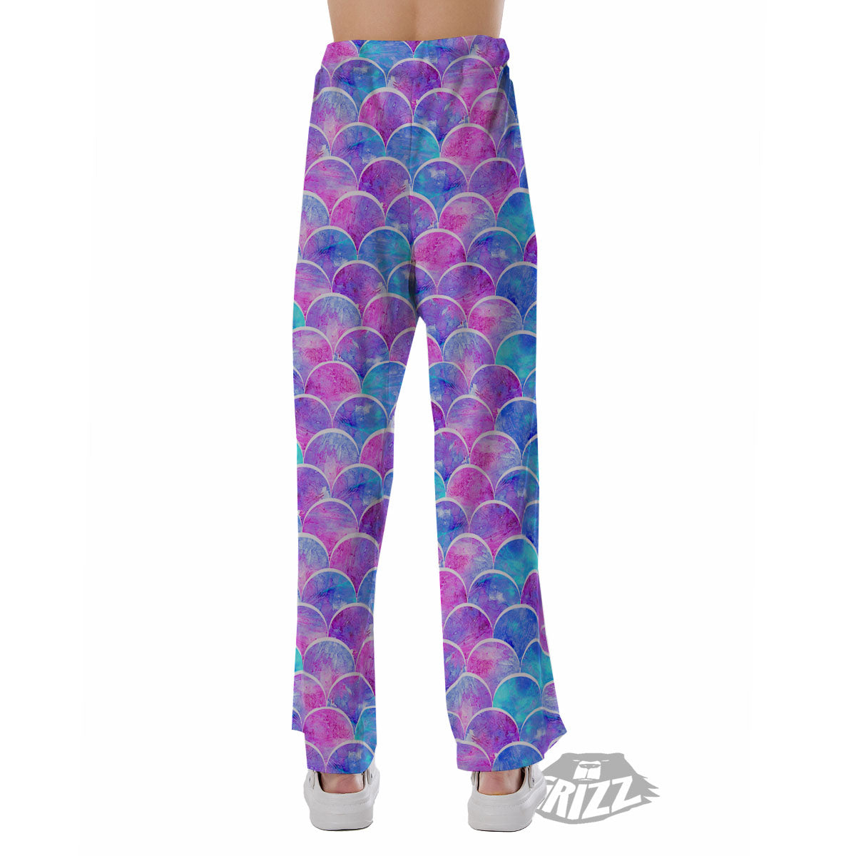 Mermaid Scales Sea Blue Print Pattern Pajama Pants-grizzshop