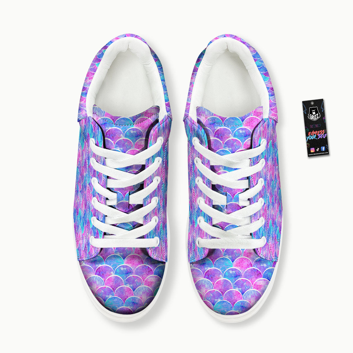 Mermaid Scales Sea Blue Print Pattern Platform Shoes-grizzshop