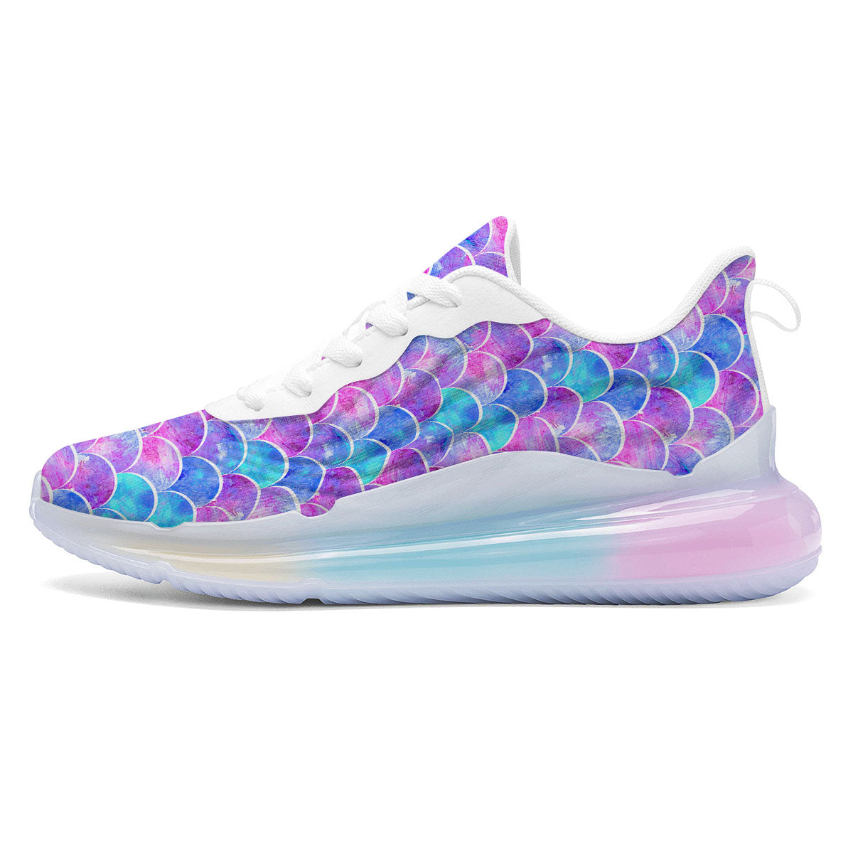 Mermaid Scales Sea Blue Print Pattern Running Sneakers-grizzshop