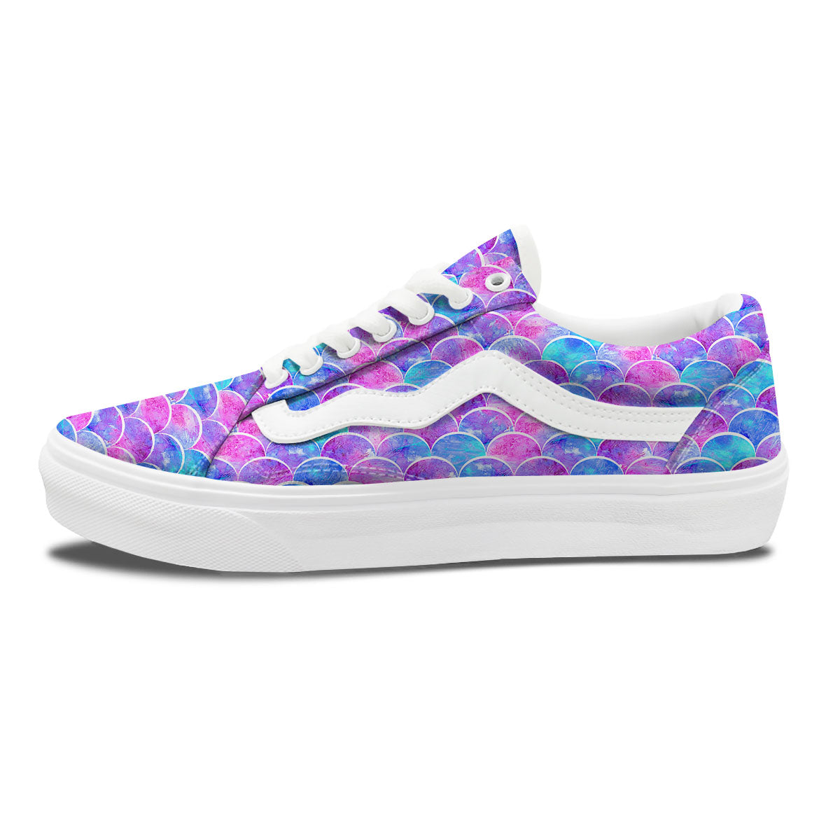 Mermaid Scales Sea Blue Print Pattern Skate Shoes-grizzshop