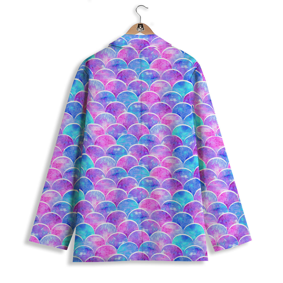 Mermaid Scales Sea Blue Print Pattern Women's Blazer-grizzshop