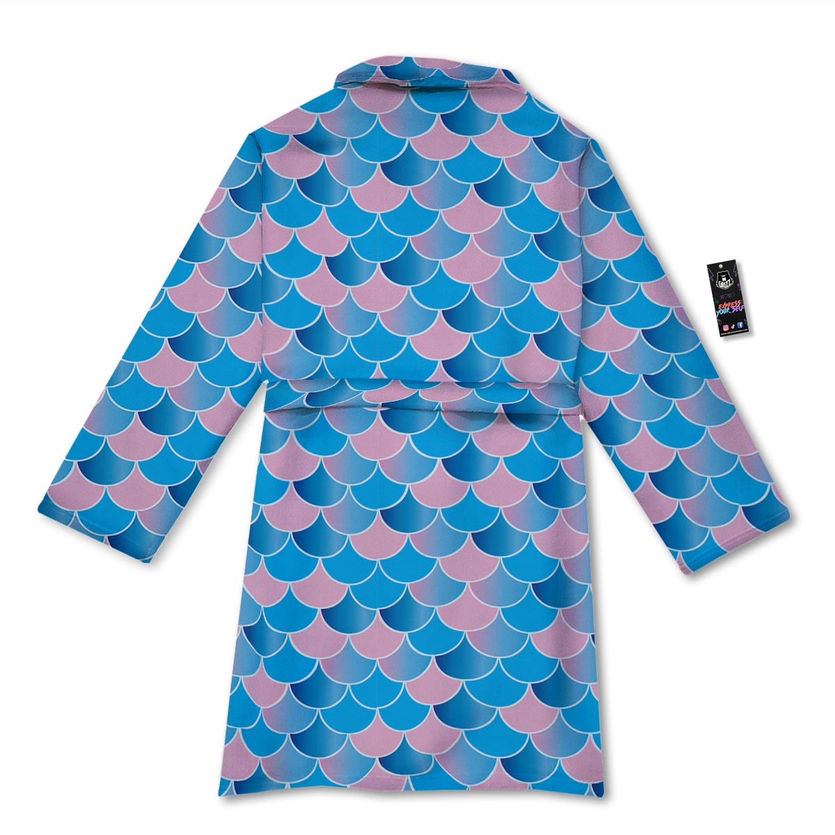 Mermaid Scales Teal Pink Print Pattern Bathrobe-grizzshop