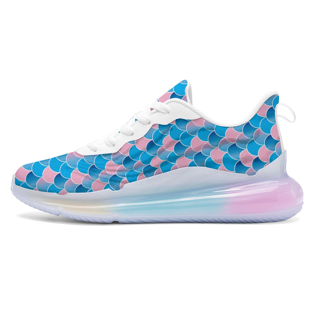 Mermaid Scales Teal Pink Print Pattern Running Sneakers-grizzshop
