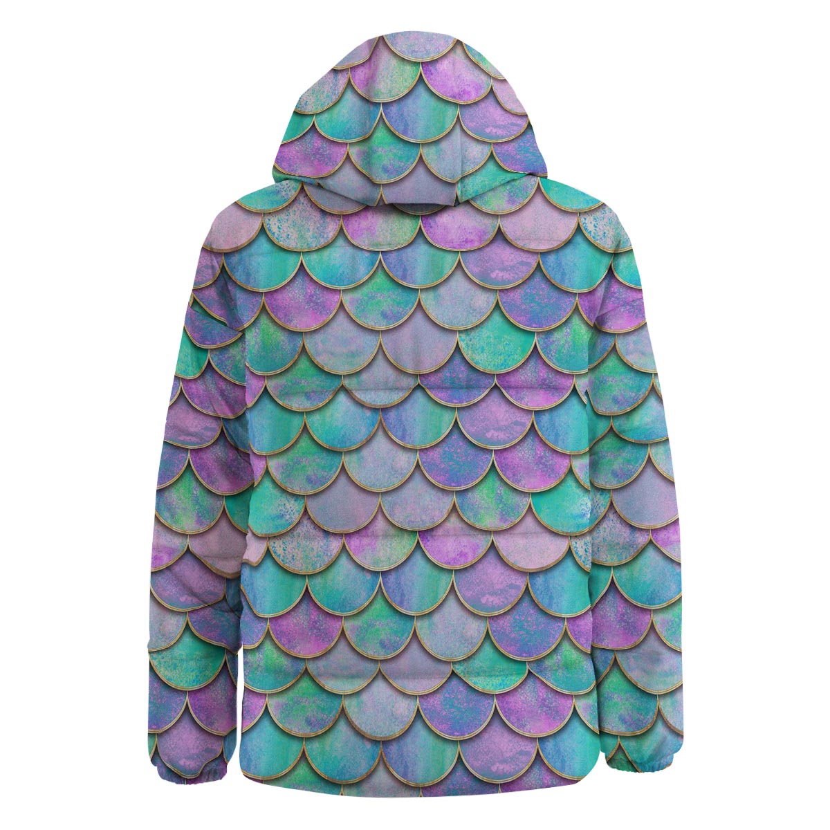 Mermaid Scales Teal Purple Print Pattern Down Jacket-grizzshop