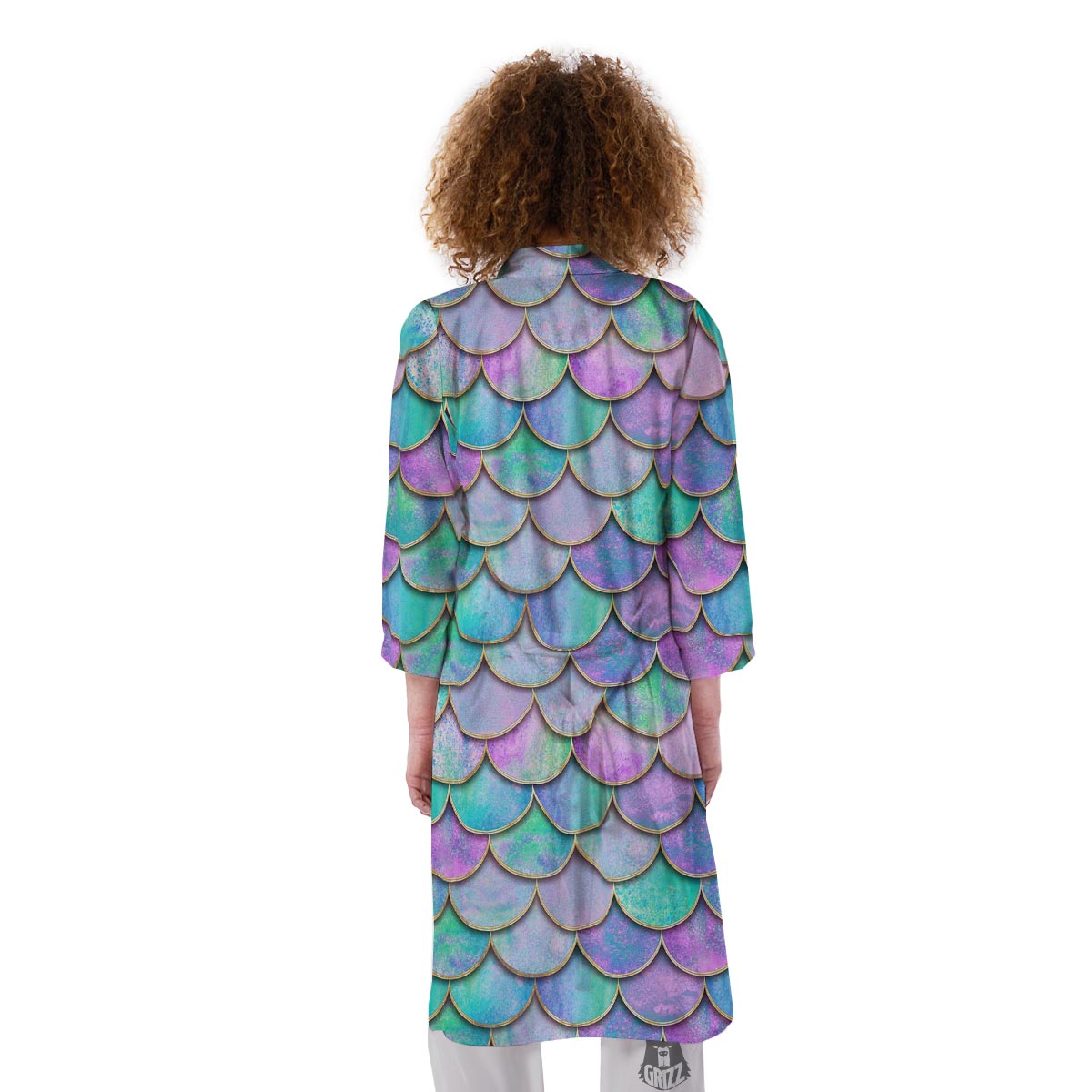 Mermaid Scales Teal Purple Print Pattern Kimono-grizzshop