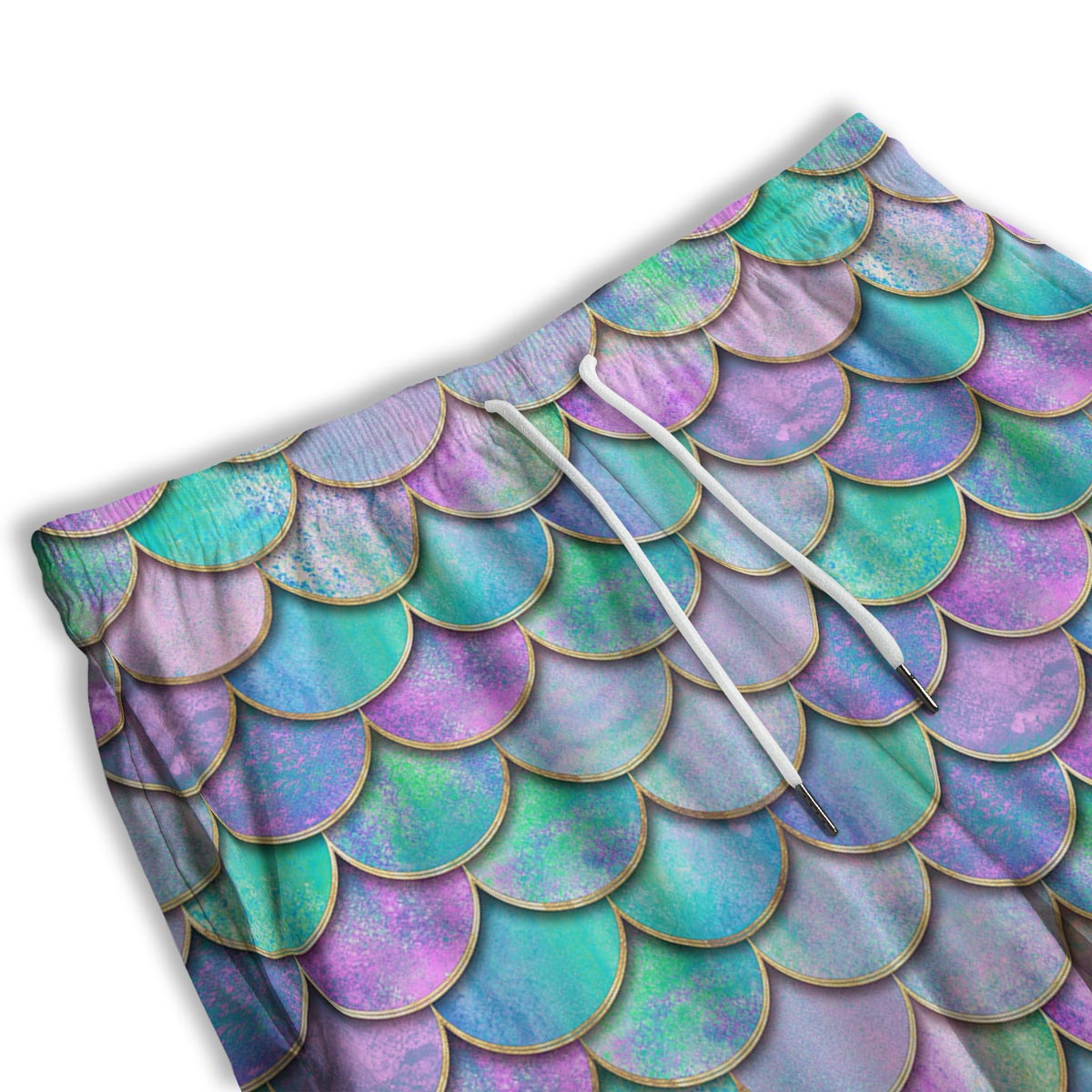 Mermaid Scales Teal Purple Print Pattern Men's Athletic Shorts