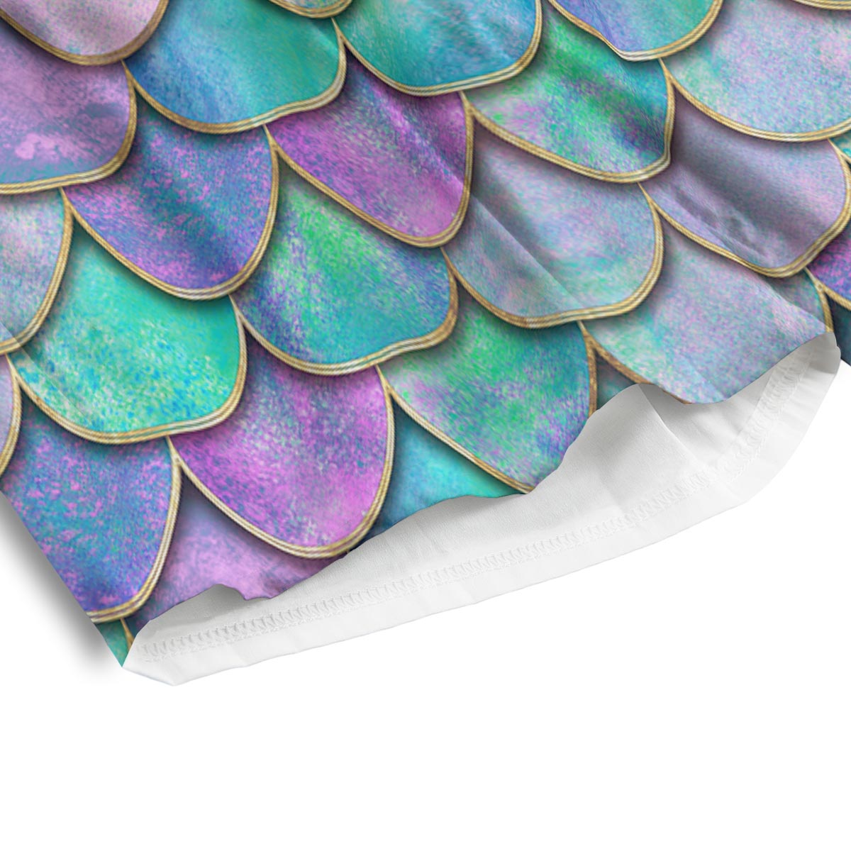 Mermaid Scales Teal Purple Print Pattern Men's Athletic Shorts