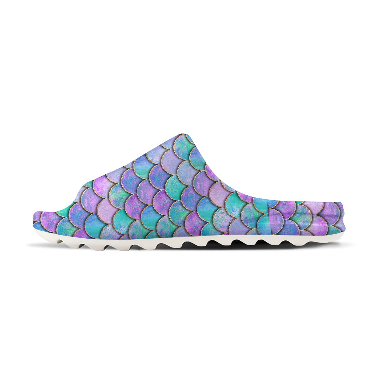 Mermaid Scales Teal Purple Print Pattern Sandals-grizzshop