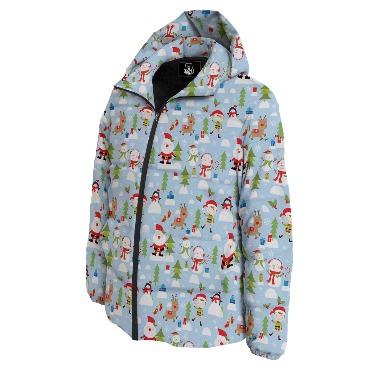 Merry Christmas Cute Print Pattern Down Jacket-grizzshop
