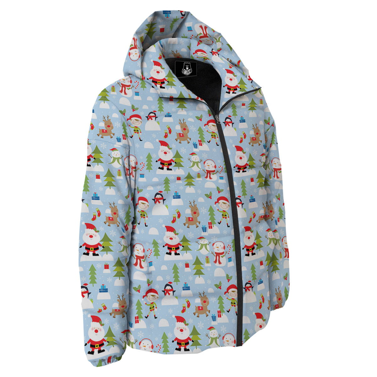 Merry Christmas Cute Print Pattern Down Jacket-grizzshop