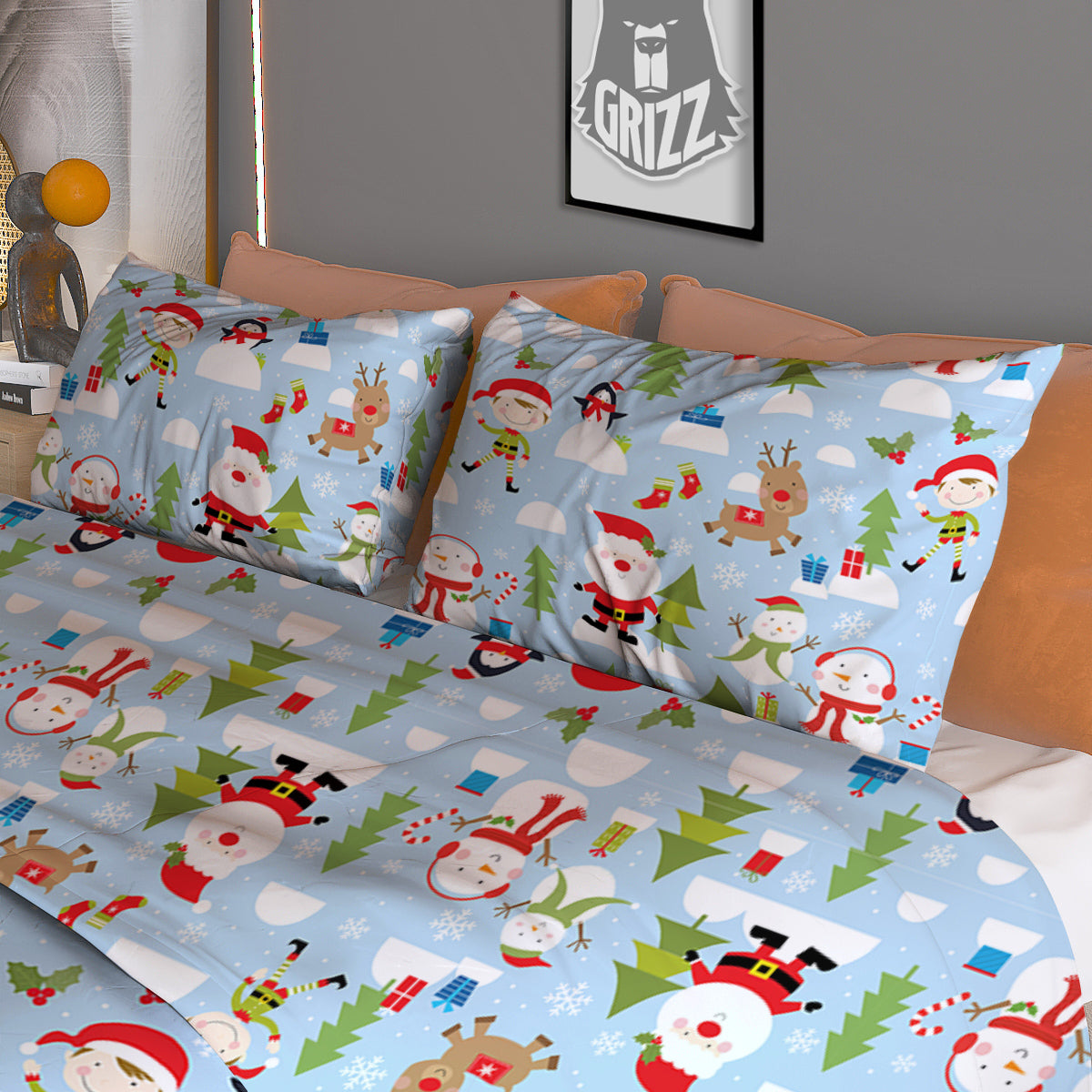 Merry Christmas Cute Print Pattern Duvet Cover Bedding Set