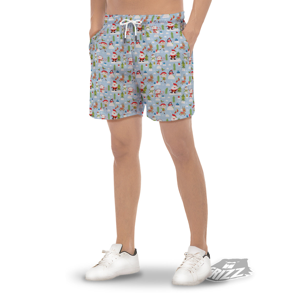 Merry Christmas Cute Print Pattern Men's Gym Shorts-grizzshop