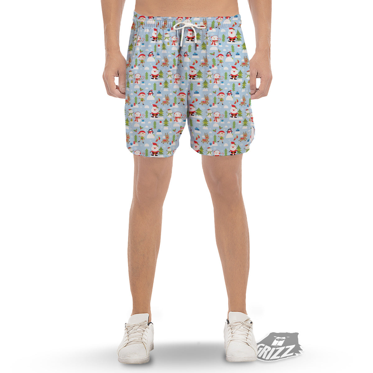 Merry Christmas Cute Print Pattern Men's Gym Shorts-grizzshop