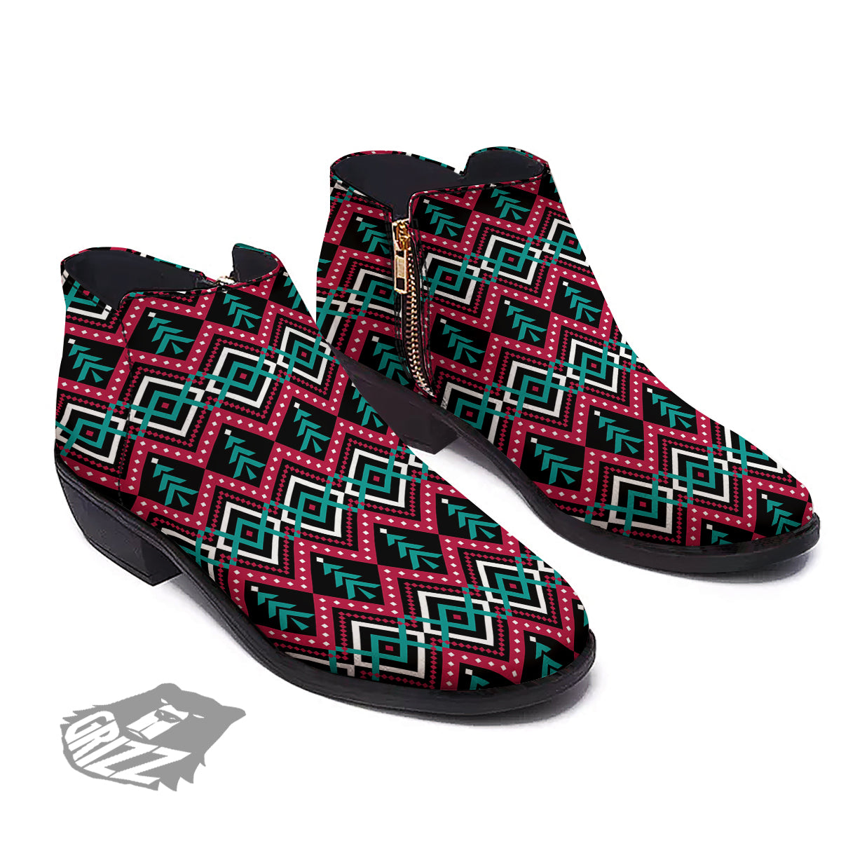Merry Christmas Zigzag Print Pattern Ankle Boots-grizzshop