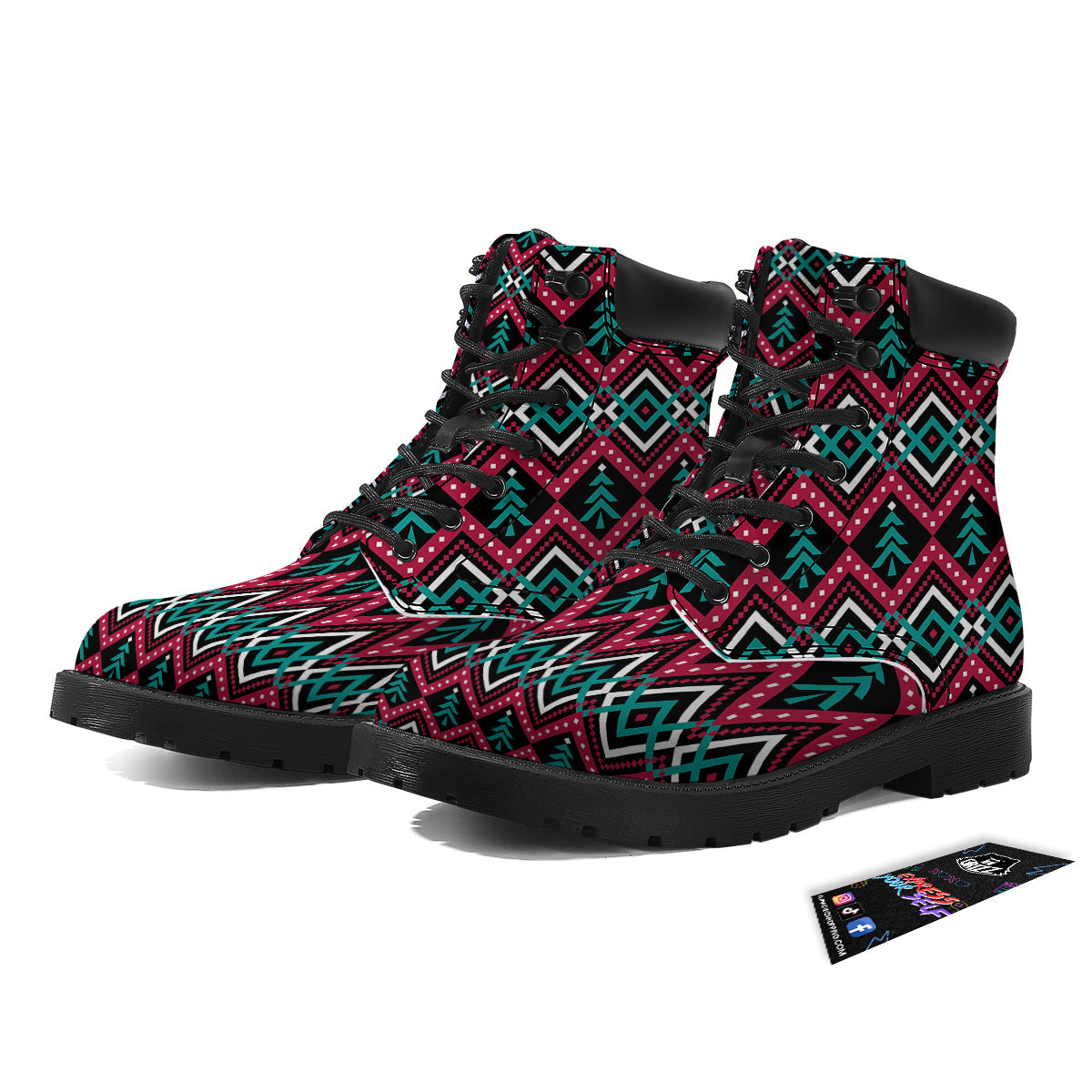 Merry Christmas Zigzag Print Pattern Boots-grizzshop