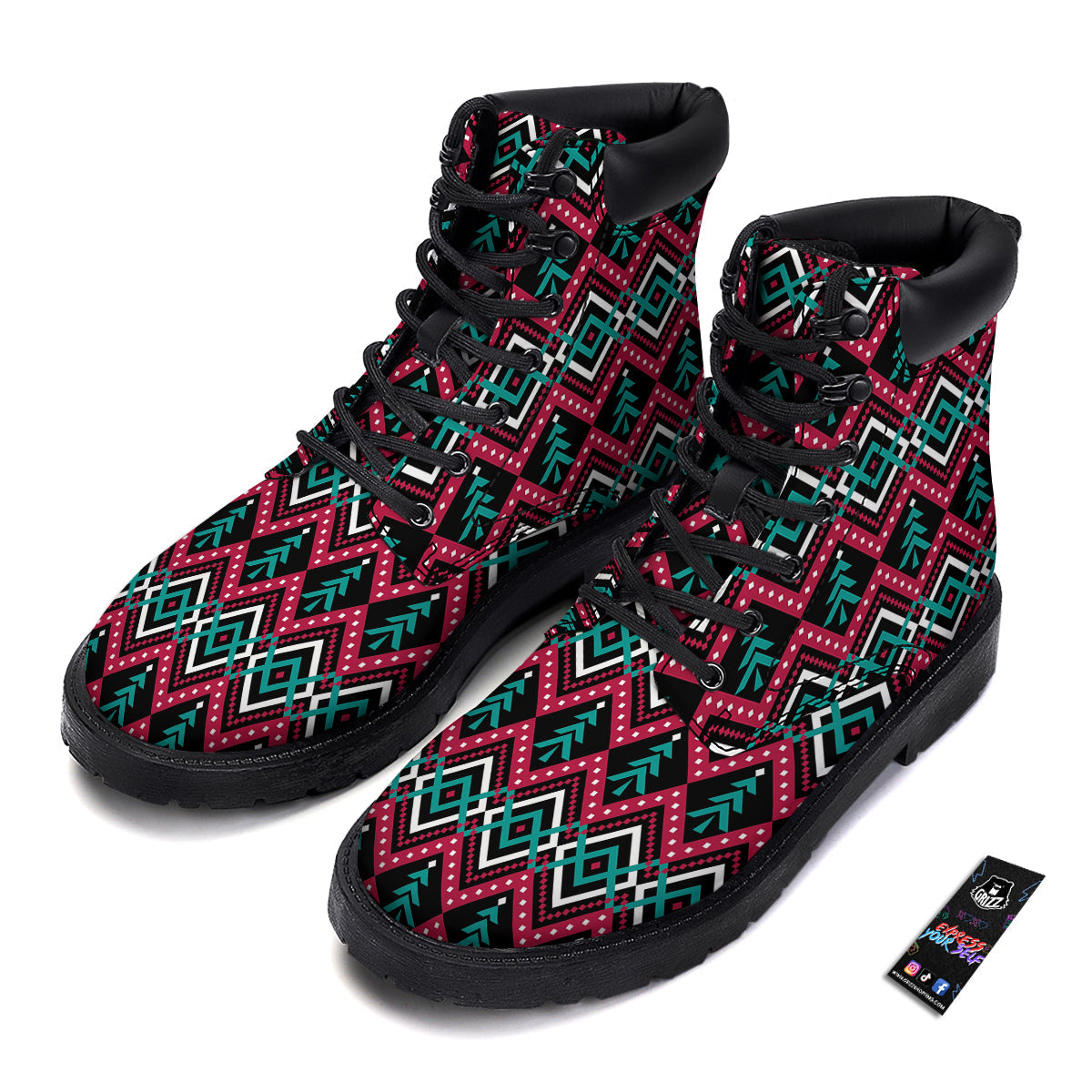 Merry Christmas Zigzag Print Pattern Boots-grizzshop