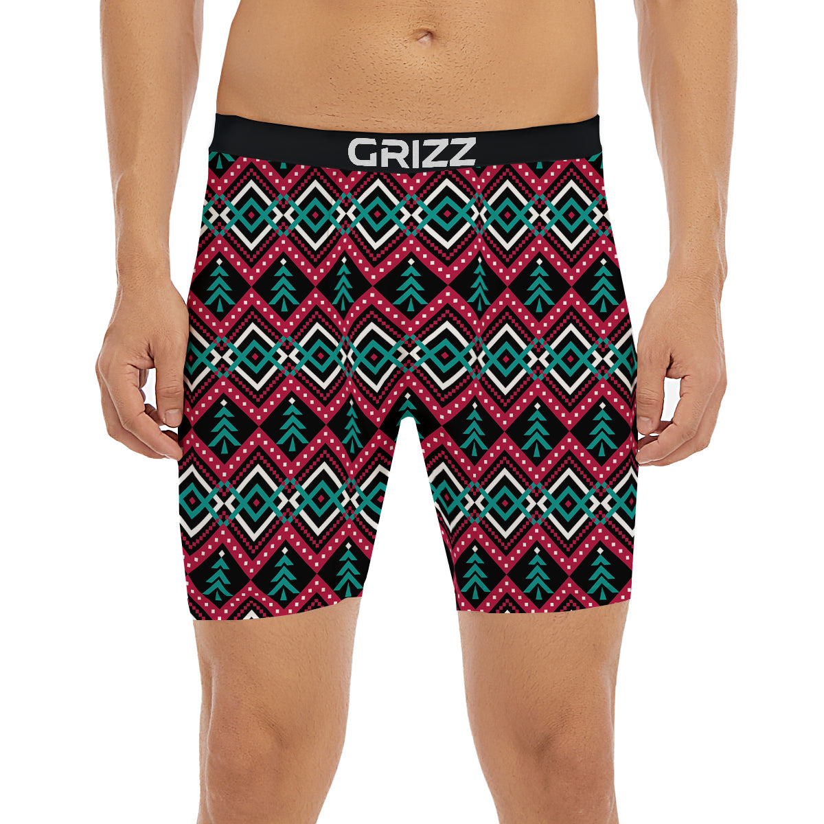 Merry Christmas Zigzag Print Pattern Boxer Briefs-grizzshop
