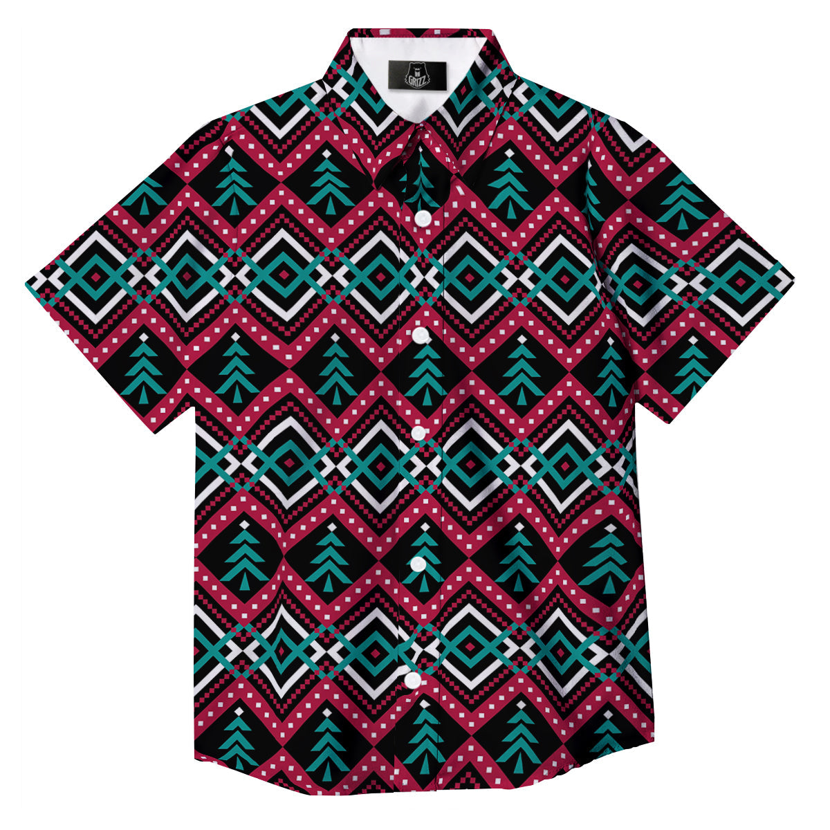 Merry Christmas Zigzag Print Pattern Button Up Shirt-grizzshop