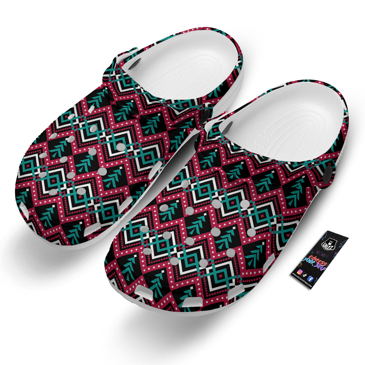 Merry Christmas Zigzag Print Pattern Clog-grizzshop
