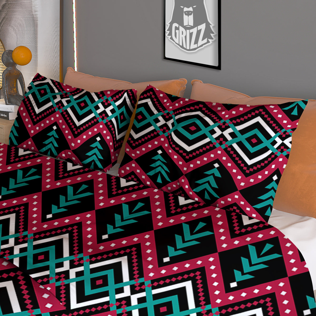 Merry Christmas Zigzag Print Pattern Duvet Cover Bedding Set