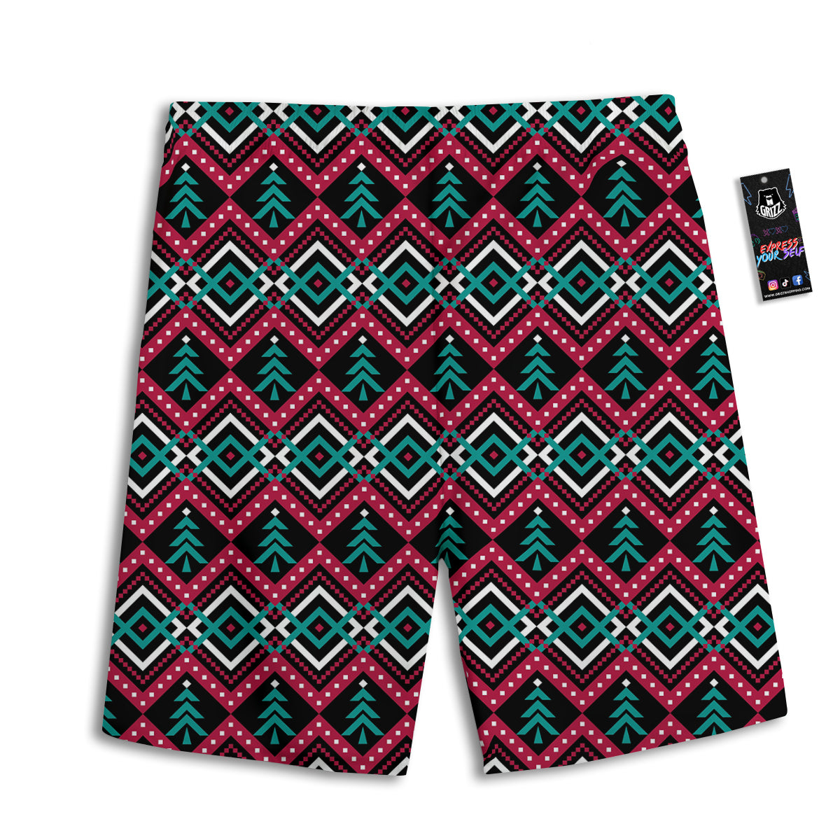 Merry Christmas Zigzag Print Pattern Men's Athletic Shorts
