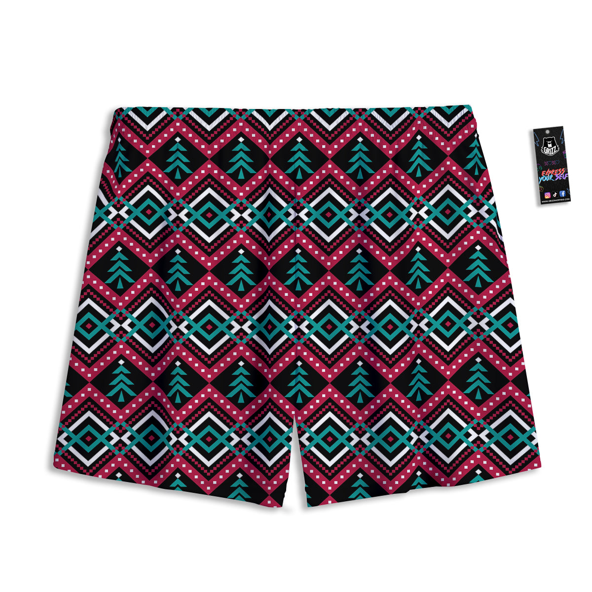 Merry Christmas Zigzag Print Pattern Mesh Shorts