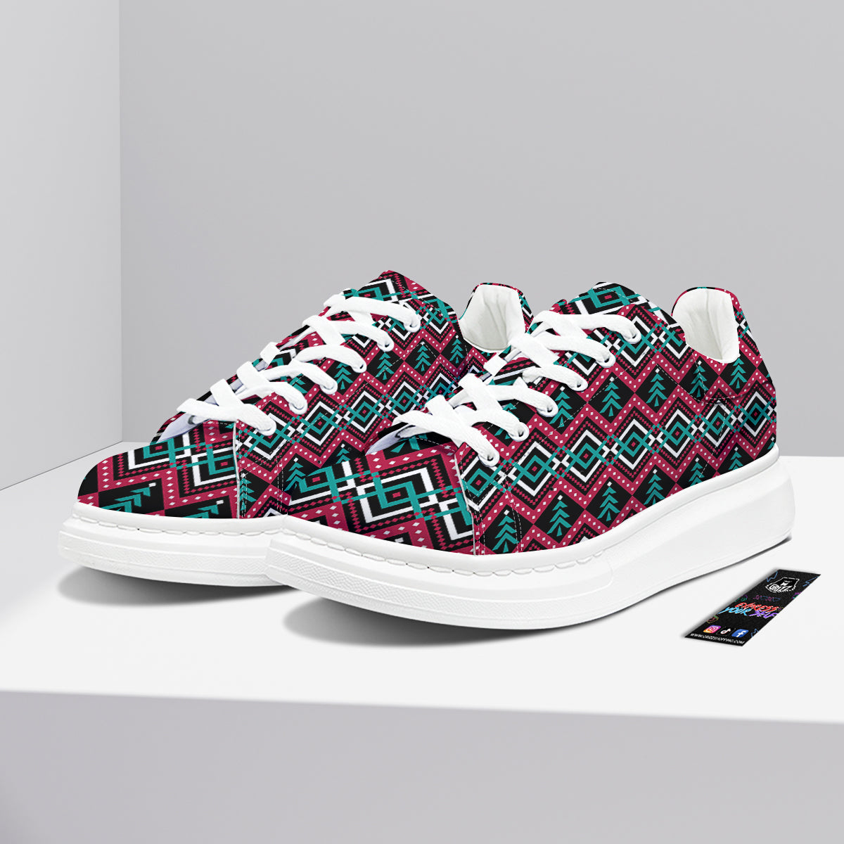 Merry Christmas Zigzag Print Pattern Platform Shoes-grizzshop