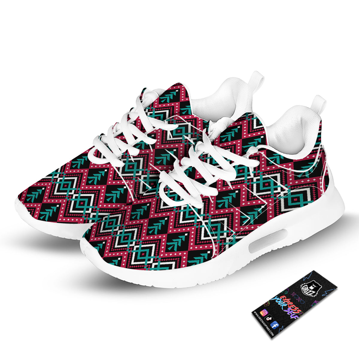 Merry Christmas Zigzag Print Pattern Tennis Shoes-grizzshop