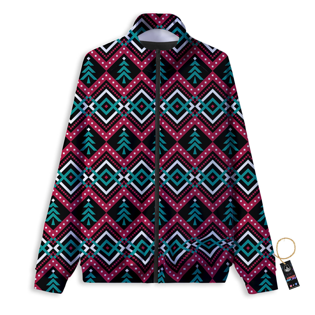Merry Christmas Zigzag Print Pattern Track Jacket-grizzshop