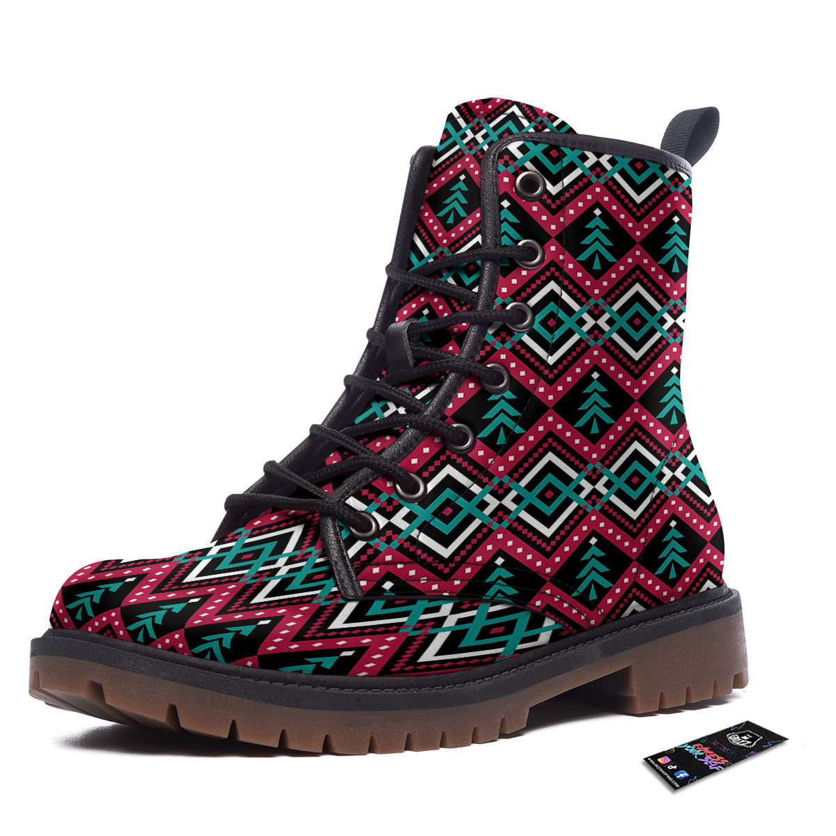Merry Christmas Zigzag Print Pattern Work Boots-grizzshop