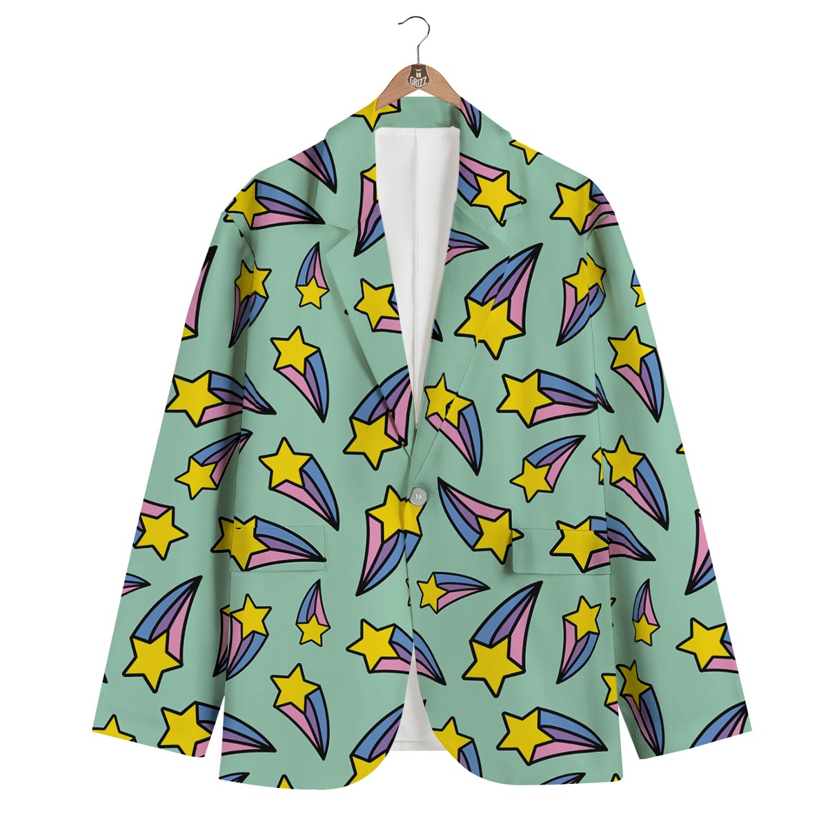 Metero Star Pattern Print Men's Blazer-grizzshop