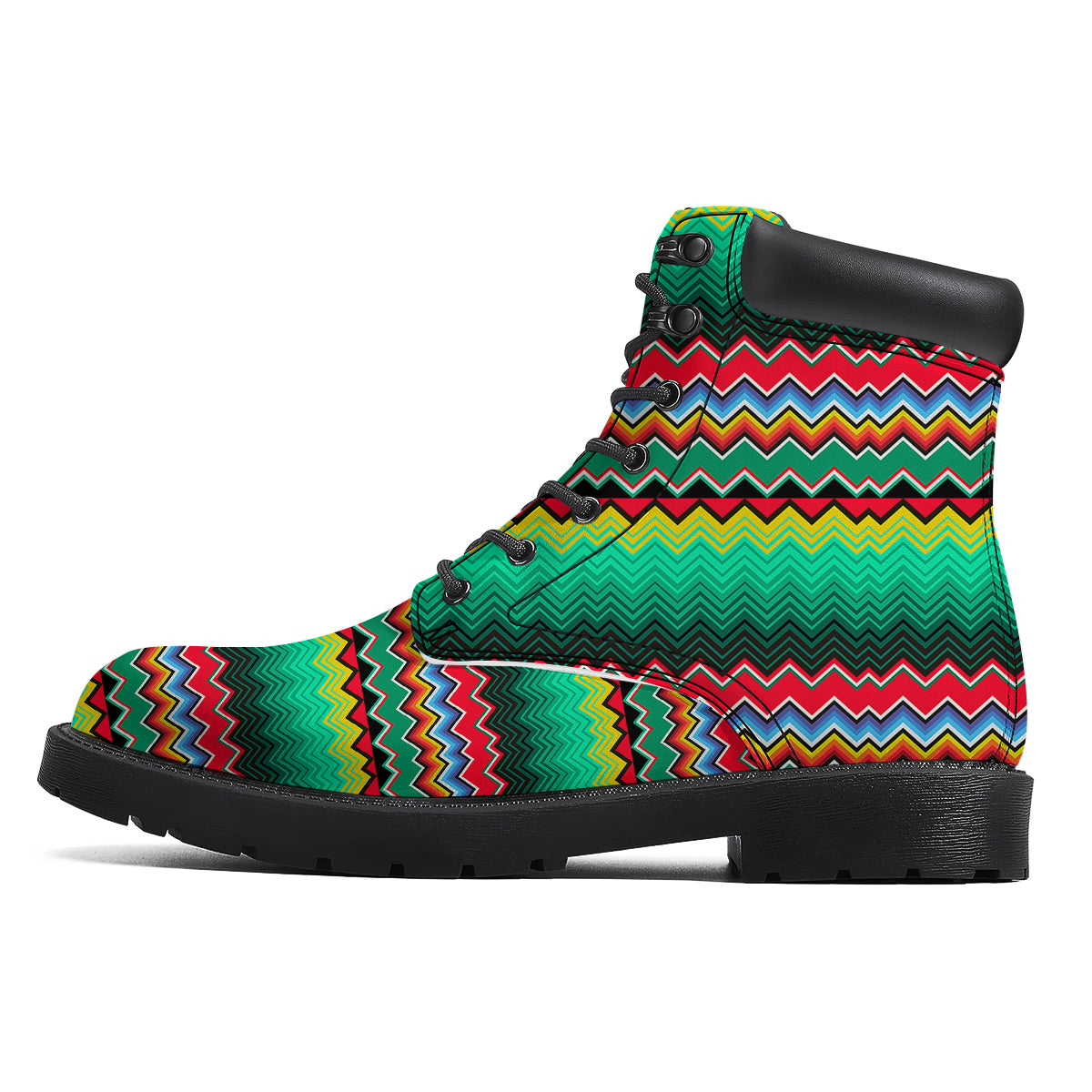 Mexican Blanket Zigzag Colorful Print Boots-grizzshop