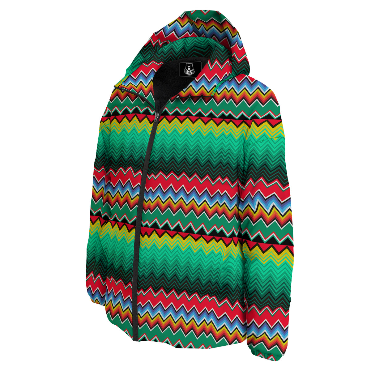 Mexican Blanket Zigzag Colorful Print Down Jacket-grizzshop