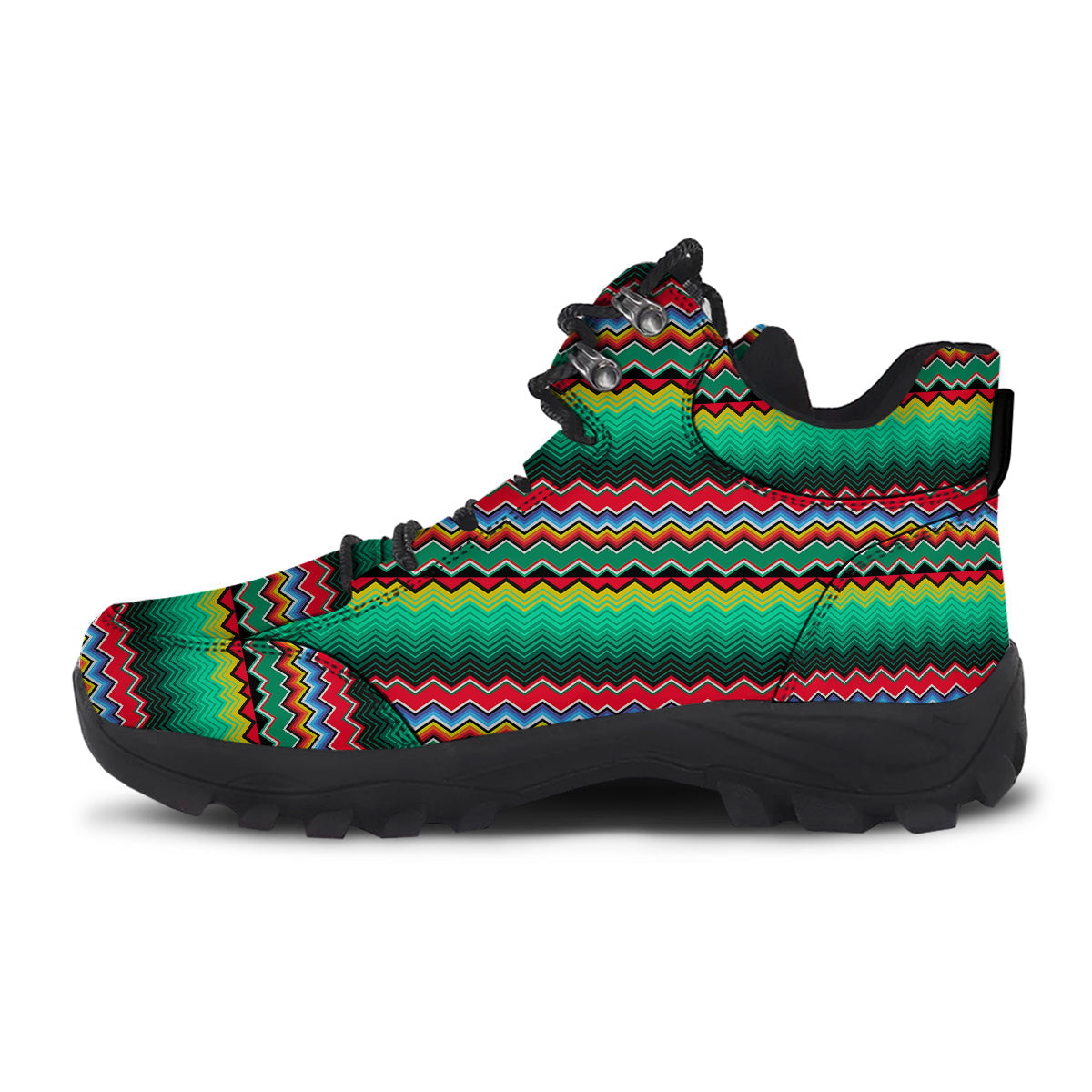 Mexican Blanket Zigzag Colorful Print Hiking Shoes-grizzshop