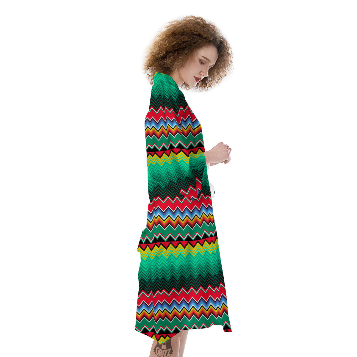 Mexican Blanket Zigzag Colorful Print Kimono-grizzshop