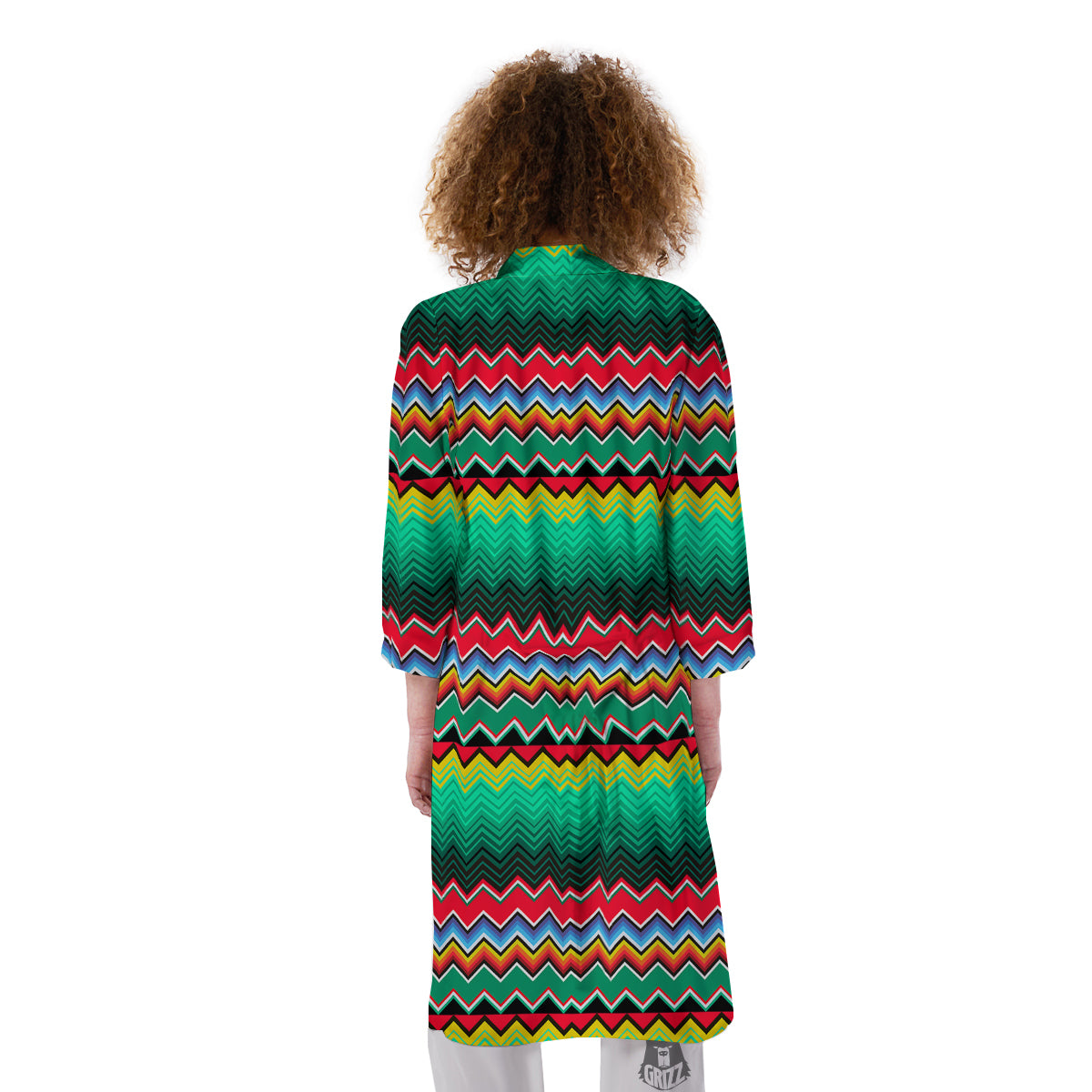 Mexican Blanket Zigzag Colorful Print Kimono-grizzshop