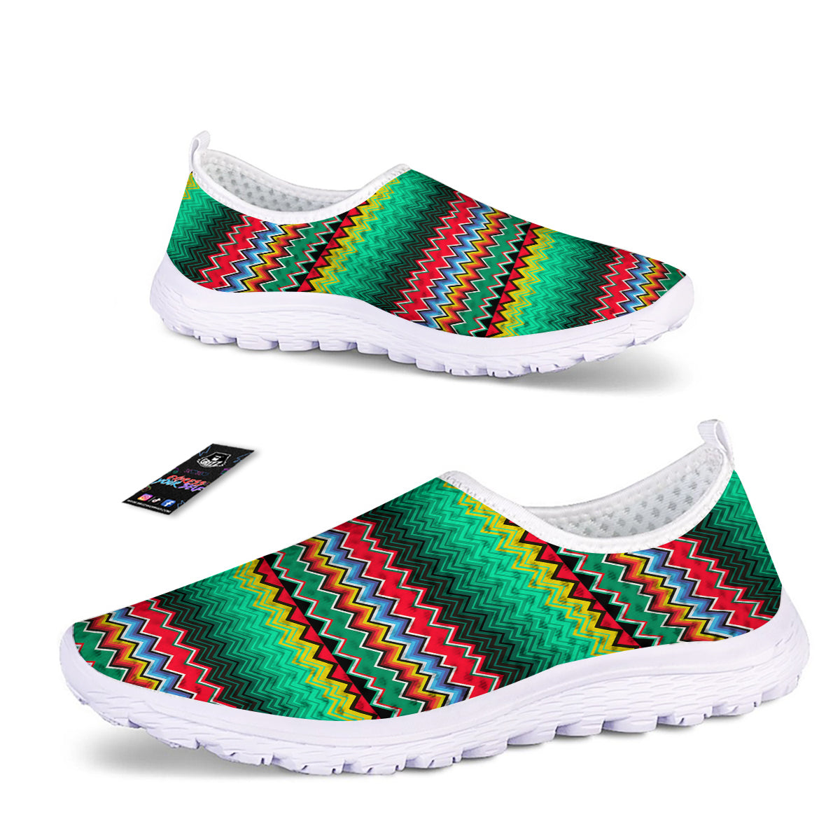 Mexican Blanket Zigzag Colorful Print Nurse Shoes-grizzshop
