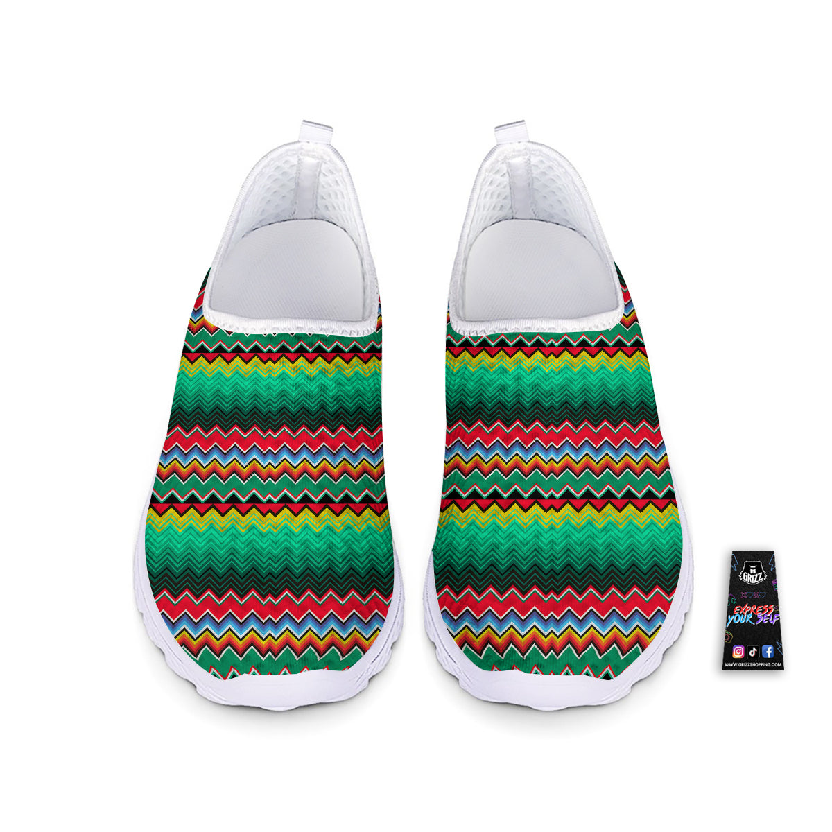 Mexican Blanket Zigzag Colorful Print Nurse Shoes-grizzshop