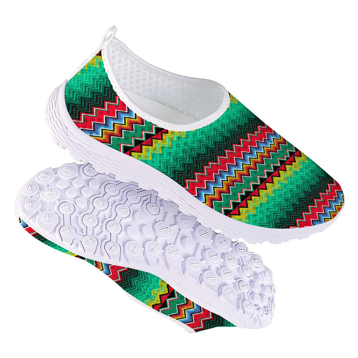 Mexican Blanket Zigzag Colorful Print Nurse Shoes-grizzshop