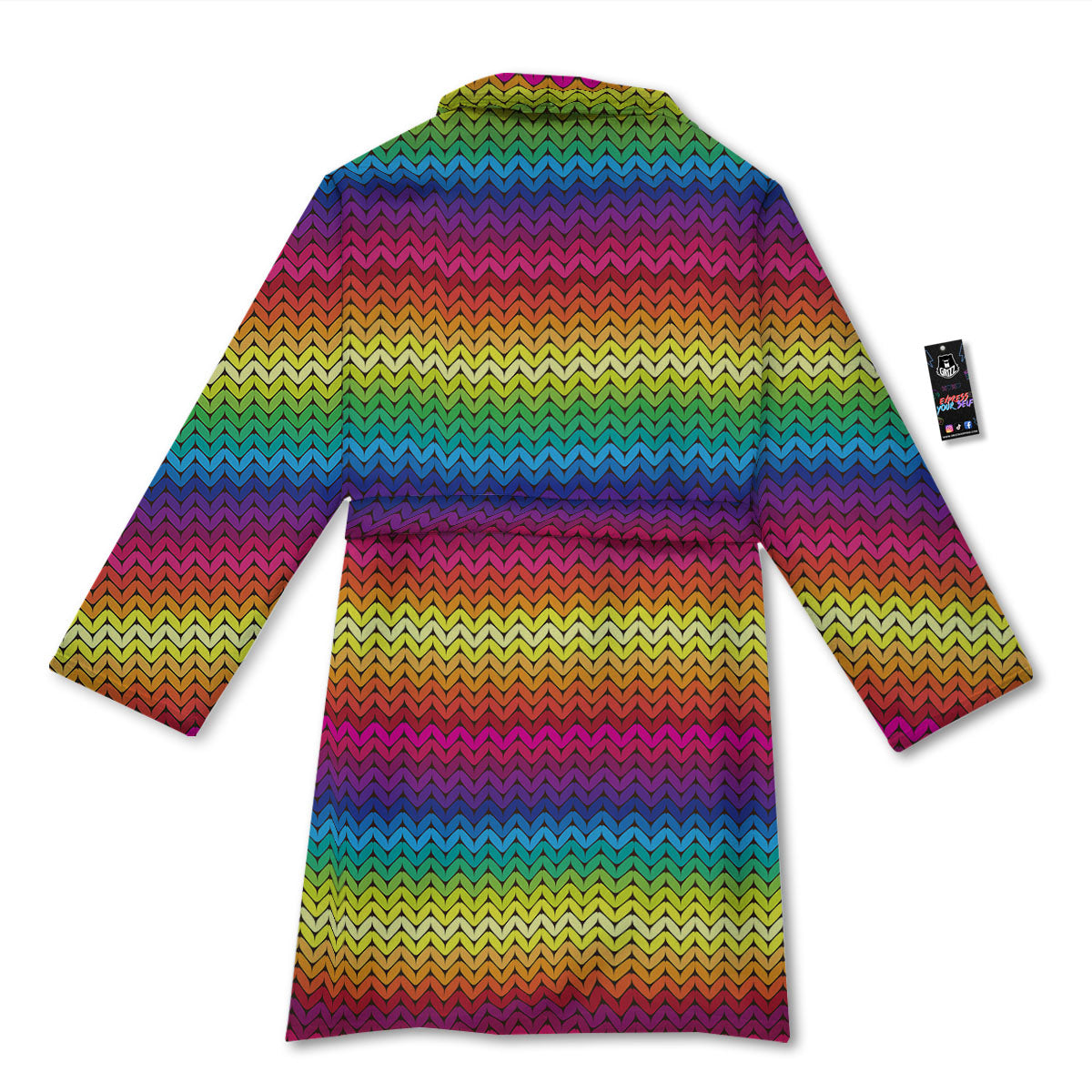 Mexican Rainbow Knitted Print Pattern Bathrobe-grizzshop